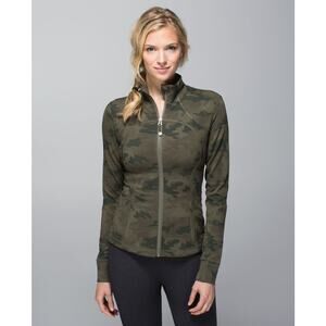 Lululemon Forme Jacket Cuffins Savasana Camo 20cm Fatigue Green sz 6